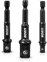 Stecknuss Adapter, 3-teilig, 1/4″, 3/8″, 1/2″, 1/4-Zoll, Schwarz, für Akku-Bohrschrauber, Bohrma…