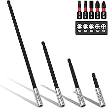 4 Stück 60/100/150/300mm lang schnellwechsel magnetischer Bithalter mit 25mm Bits für Akkuschra…