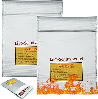 LiPo Akku Sicherheitstasche Feuerfest & Wasserdicht – 2 Stück 18 × 22,5 cm – Lipo Safe Bag …