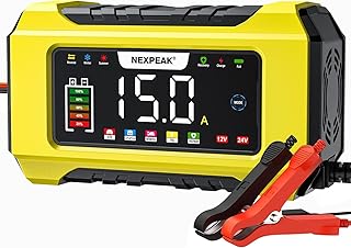 NEXPEAK NC215 15A Autobatterie Ladegerät, 12V 24V LiFePO4 Blei-Säure Tragbares Autobatterielade…