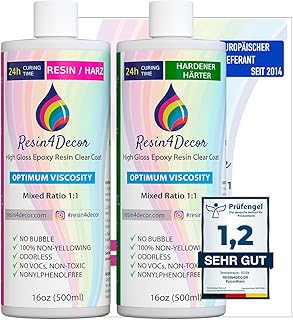 RESIN4DECOR 1000ml Epoxidharz Set [Kristallklarer 1:1 Gießharz-Klebstoff] – Für Kunsthandwerk…