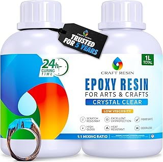 Craft Resin 1L Epoxidharz Set – Transparent Epoxid Harz, Harz Gießen & Härter für Kunstwerke G…