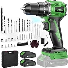Ginour 21V Bürstenlos Akku Schlagbohrschrauber Set, 50 Nm, 2x2Ah Akku, kompatibel mit Makita 18V…