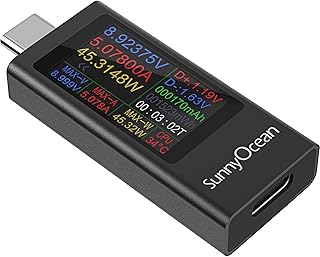 USB C Tester Messgerät, Typ-C Digital Multimeter, 4-30V 0-12A 0-360W PD Voltmeter Strommessgerä…