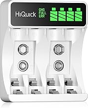 HiQuick Akku Ladegerät, mit LCD Anzeige, für NI-MH NI-CD AA/AAA Akkus, 4-Ladeplatz Universal Sc…