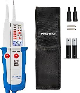 PeakTech P 1096 Stromprüfer Spannungsprüfer zweipolig + Dual Anzeige & FI-Test, Staub- & Wasser…