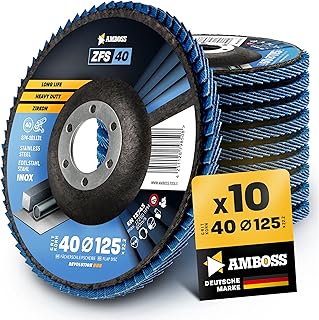 10x Fächerscheibe Ø125mm K40 für Stahl/Edelstahl – Polieren Entroster Kehlnaht schleifen – AMB…