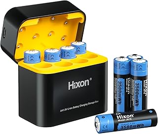 Hixon Wiederaufladbare AA Lithium Akku, 8 Stücken 1.5V Lithium AA Batterien mit Ladegerät, übe…