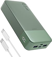 JUOVI Power Bank 65W 20000mAh Laptop Tragbarer Ladegerät, PD QC Schnellladefunktion Akku Pack mi…