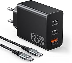 65W USB C Ladegerät, 3Port USB Schnellladegerät mit Ladekabel 2M,USB C Netzteil für MacBook Ai…