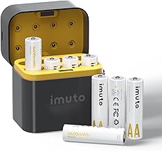 imuto Batterien AA 8 Stück Wiederaufladbare Lithium 1,5V 3600mWh mit Schwarzem Schnelles Auflade…