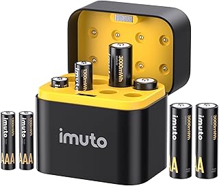 imuto 1.5V Wiederaufladbare Lithium Akku-Set (4X AA + 4X AAA) mit Smart Ladecase – 3000mWh/1300…