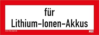 Aufkleber „für Lithium-Ionen-Akkus“ Hinweis Warnung Brandschutz Folie nach DIN 4066 | Größ…