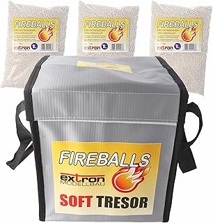 Extron Fireballs Feuerlöschgranulat Tresor Bundle für Lithium Akkus, Brandschutz, Löschmittel …