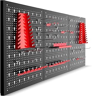 tectake® Werkzeug Lochwand aus Metall, 120 x 60 x 2 cm, Werkzeugwand Lochplatte, inkl. Werkzeugh…