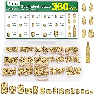 360 Stk Gewindeeinsatz M2 M2.5 M3 M4 M5 M6, Bolatus Einschmelzmuttern Messing mit Lötkolben Eins…