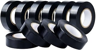 CHUANGSEED Elektrisches Isolierband 10er-Pack Schwarz 19mm x 20m，kabel klebeband PVC Elektriker…