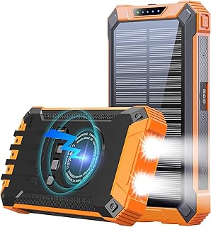 GOODaaa Wireless Solar PowerBank 26800mAh mit 6 Ausgänge 4 Eingänge Solarladegerät 15W Schnell…