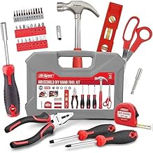 Hi-Spec Heim DIY Werkzeugkoffer gefüllt 42tlg. Kleiner Werkzeugkoffer gefüllt mit Roten Werkzeu…