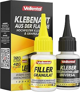 Klebenaht aus der Flasche – 2K Sekundenkleber extra stark mit Filler (XXL Packung) – Profi Kleber…
