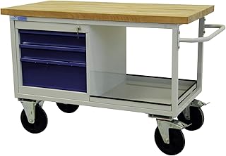 ADB 42745 Mobile Werkbank Werktisch 1 Ablageboden, 3 Schubladen, 4 Rollen Tischwagen Werkstattwag…