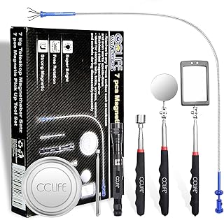 CCLIFE 7tlg Pick Up Tool Magnet Teleskop Werkzeug inkl. Inspektionsspiegel Krallengreifer Magneth…