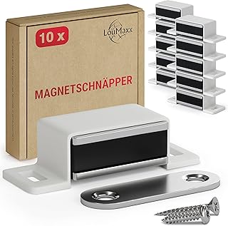 LouMaxx Magnetschnäpper stark – 10er Set weiß – Türmagnet für Schrank- und Möbeltüren m…