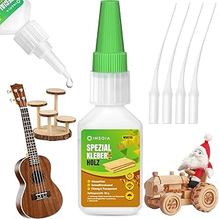 Holzkleber Extra Stark Wasserfest – 30g Set mit Sekundenkleber & Anti-Austrocknung – Super Sp…