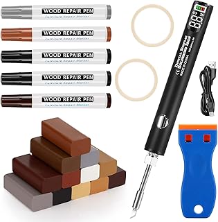 Mkitnvy Reparaturset für Laminatböden, 22 Stück, Wachs, Holzreparatur, Kratzerentferner für P…