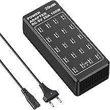 USB Ladegerät Mehrfach, 20 Port Desktop USBA Ladestation, Total 100W Multi-Funktions USB Smart L…