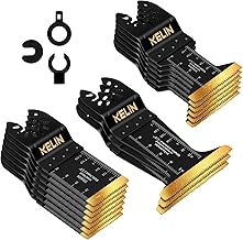 KELIN 16-tlg Titan-beschichtete Multitool Sägeblätter Set Oszillierende Sägeblätter Schneidet…
