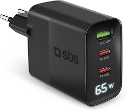 SBS LCD-Netzteil 65 W, GaN-Technologie, Power Delivery (PD), Schnellladung, USB-C- und USB-A-Lade…