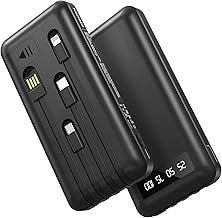 Powerbank 26800mAh mit 4 Integrierten Kabel, 22.5W Power Bank USB C Schnellladefunktion mit LED D…
