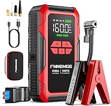 FNNEMGE Starthilfe Powerbank 26800mAh 6500A Spitzenleistung,mit 160PSI Kompressor,12V(Alle Benzin…