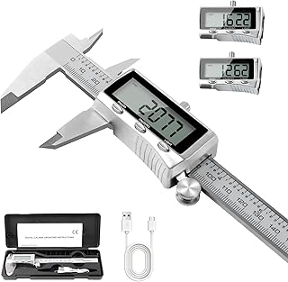 Digitaler Messschieber 150mm Edelstahl, USB-C Wiederaufladbar, IP54 Schutz, ±0,02 mm Präzision,…