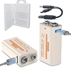 9V Wiederaufladbare Lithium-Ionen Akkus, 3600 mWh, Type-C Aufladbar, mit LED-Anzeige, für Rauchm…