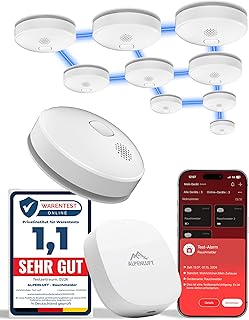 ALPENLUFT Rauchmelder mit Smart App 10 Jahre Batterie, TESTSIEGER Feuermelder Funk und WLAN Verne…
