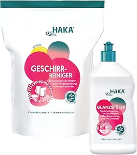 HAKA Set für die Spülmaschine, strahlend sauberes Geschirr, 1x Geschirr-Reiniger Pulver 2kg, 1x…