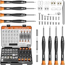 JOREST Brillen Reparatur Werkzeug Kit, Brillenreparaturset mit kleinen Schrauben, Nasenpads, Pinz…