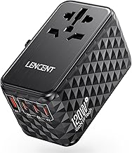 LENCENT 120W Reiseadapter Weltweit, Universal Reisestecker Weltreise Adapter mit 1 USB A und 3 US…