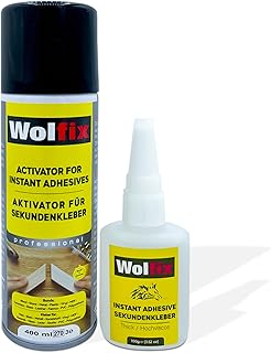 Wolfix Sekundenkleber Extra Stark 100g mit Aktivator Sprühkleber 400ml Spray – Alleskleber Set f…