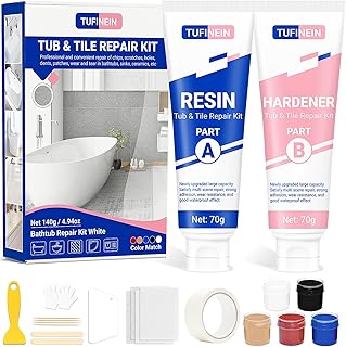 Badewannen Reparaturset Weiß 140g (Farbübereinstimmung), TUFINEIN Emaille Reparaturset für Por…
