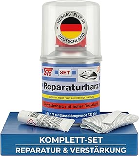 STC Reparaturharz Set 250 g mit Glasfasermatte & Härter – Polyesterharz für GFK Reparatur, …