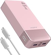 JUOVI Tragbare Powerbank 20000mAh Schnellladefunktion, 45W Akku Pack Power Bank Schnellladen 2 US…