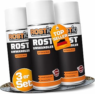 Rostio Rostumwandler Spray 3 x 400 ml – Rostkonverter & Korrosionsschutz – Rostentferner farb…