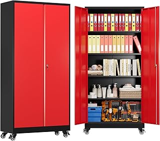 Sightlife Aktenschrank Stahlschrank Werkzeugschrank mit Rollen Werkstattschrank Garagenschrank Me…