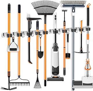 ibell 2 Stück Besenhalterung Wand, 10 Halter + 8 Haken Gerätehalter Edelstahl Selbstklebend, Ga…