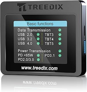 Treedix USB-Kabeltester, 2,4-Zoll-Farbdisplay USB-C-Kabeltester,USB-Tester unterstützt Kabeltest…