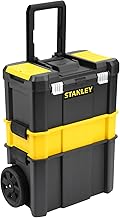 STANLEY Essential Rollende Werkstatt (3-in-1 stapelbare Boxen, leerer Werkzeugkasten, belastbar b…