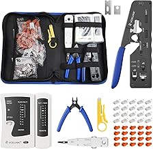 VCELINK Netzwerk Werkzeug Set, RJ45 Crimpzange mit 20 x RJ45 Stecker Cat7/Cat6a Pass Through, Net…